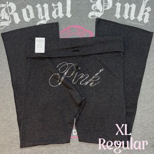 Victoria’s Secret PINK Foldover Flare Leggings Rhinestone Charcoal Gray XL